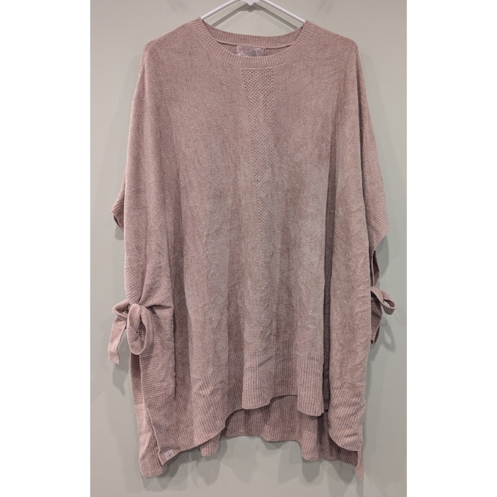 🆕 Barefoot Dreams CozyChic Pink Hi Low Poncho with Side Ties Size S/M